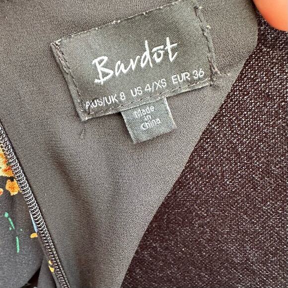 Revolve Bardot Ditsy Layered Black Floral Dress | Off Shoulder Spring Coquette - Picture 12 of 13